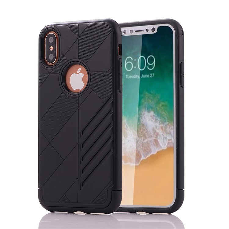 For iPhone 8 Cool PC TPU Hybrid Phone Case - Black-1