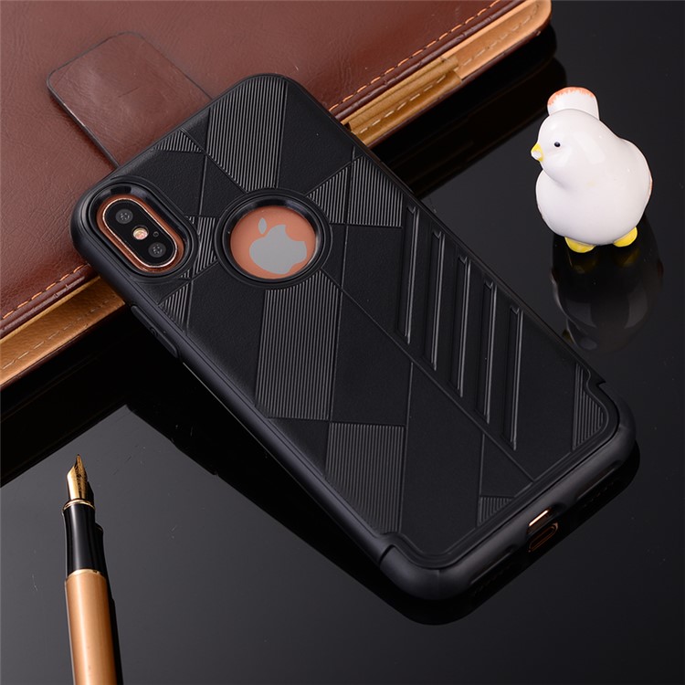 For iPhone 8 Cool PC TPU Hybrid Phone Case - Black-4