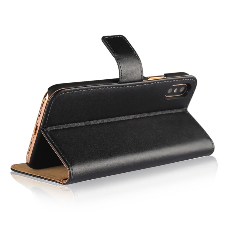 For iPhone 8 Split Leather Wallet Stand Case - Black-5