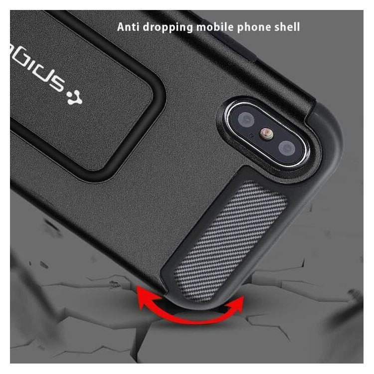 Carbon Fiber Texture Cool PC+TPU Hybrid Case (Built-in Magnetic Holder Metal Sheet) for iPhone 8 - Black-3