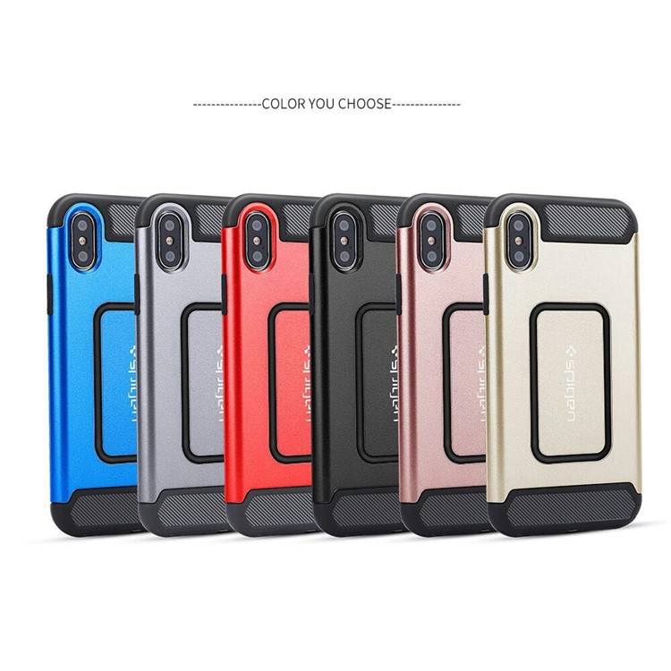 Carbon Fiber Texture Cool PC+TPU Hybrid Case (Built-in Magnetic Holder Metal Sheet) for iPhone 8 - Black-4