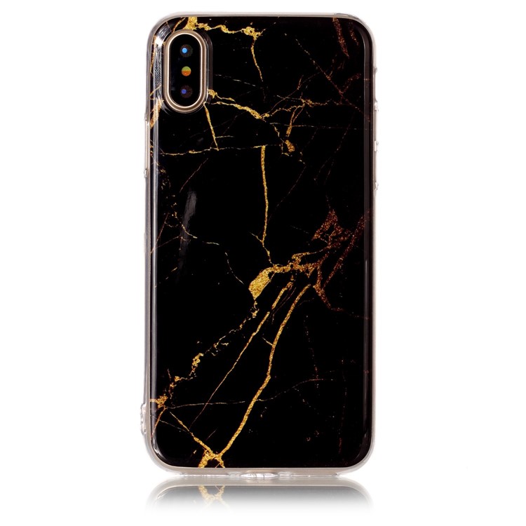 IMD Marble Pattern TPU Back Cover for iPhone XS / X/10 5.8 inch - Black / Gold-1
