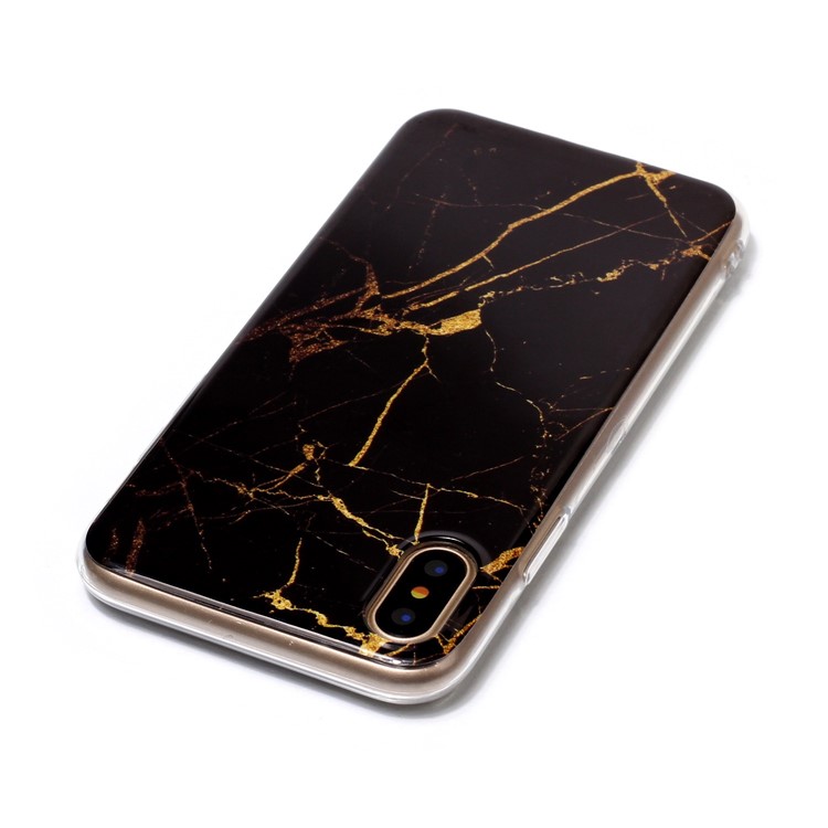 IMD Marble Pattern TPU Back Cover for iPhone XS / X/10 5.8 inch - Black / Gold-3