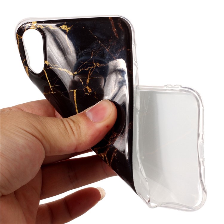 IMD Marble Pattern TPU Back Cover for iPhone XS / X/10 5.8 inch - Black / Gold-4