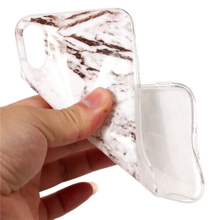 Cas De Téléphone Portable IMD TPU De Modèle De Marbre Pour L'iphone X / 10 5.8 Pouces - Blanc / Marron-4