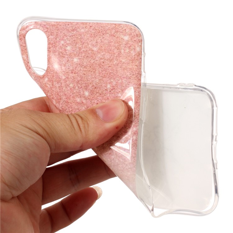 Marble Pattern IMD TPU Jelly Case for iPhone XS / X/10 5.8 inch - Pink / White-4