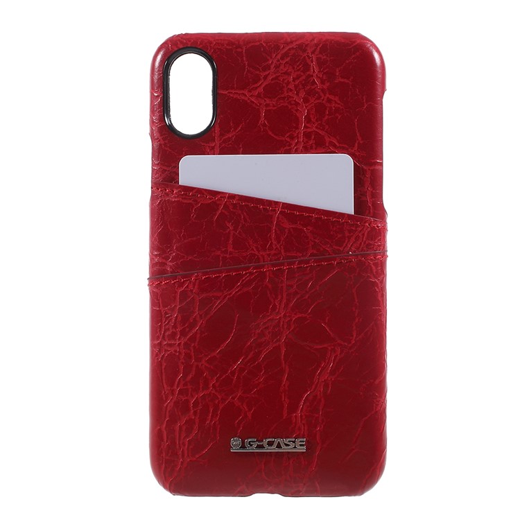 

G-CASE Кожаный Чехол Для Карточек Крышка Для ПК Для Iphone X 5.8 Inch - Красный, iPhone X
