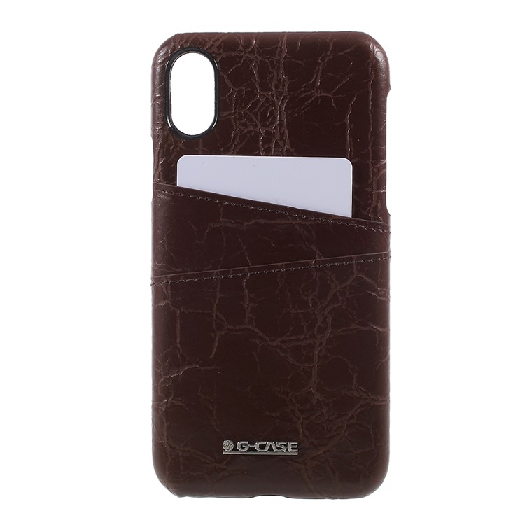 

G-CASE Leather Coated Plastic Phone Shell with Card Slots for iPhone X 5.8 inch - Coffee, iPhone X