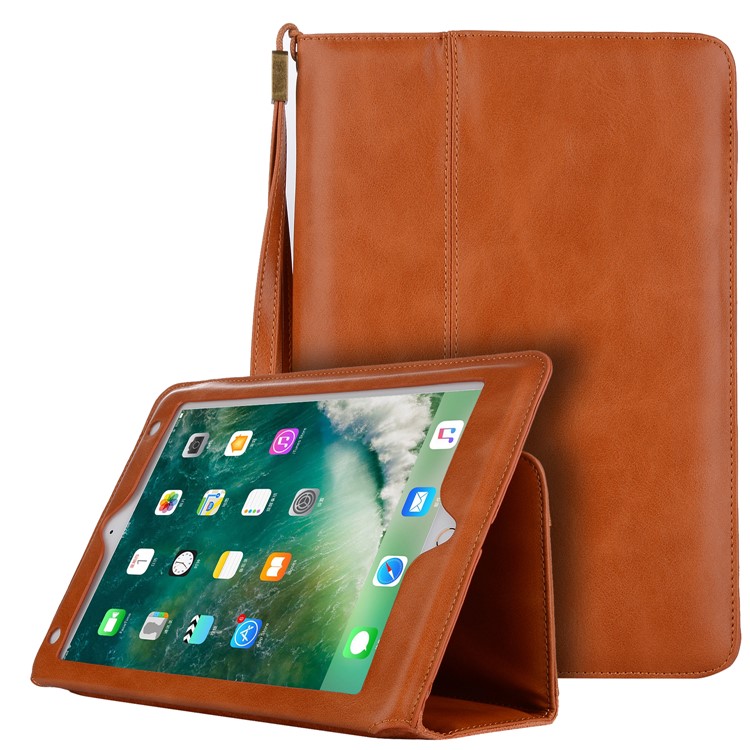 

Auto Wake Up/Sleep Stand Leather Cover Shell with Card Slots for iPad 9.7 inch (2018) / 9.7-inch (2017) / Air 2 / Air - Brown