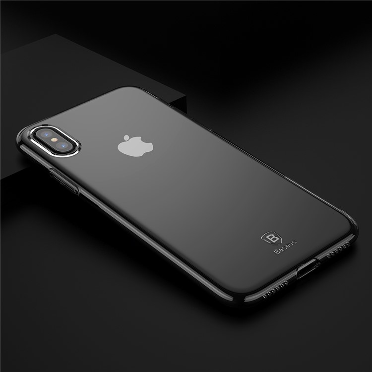 Shell di TPU Shell Clear Series di BASEUS per iPhone X / 10 5.8 inch - Nero-8
