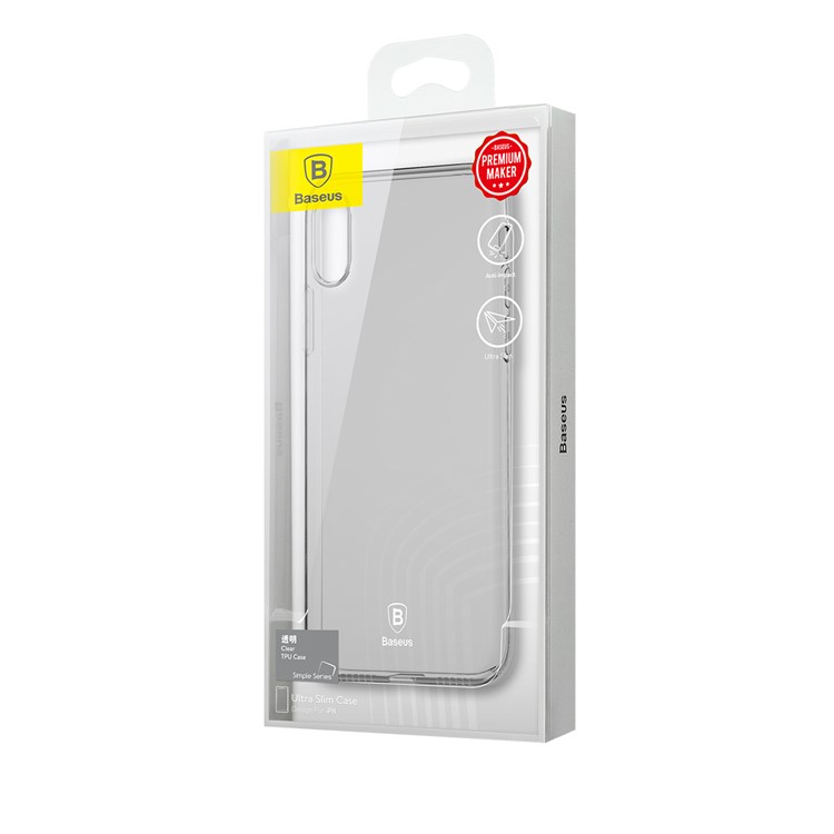 BASEUS Capa de gel transparente TPU de série simples para iPhone X / 10 5.8 inch - transparente-8