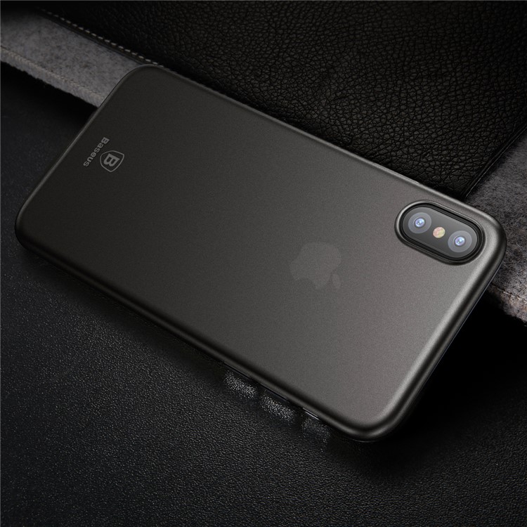 BASEUS Ultra Thin Matte PP Case pour iPhone X 5.8 pouces - Transparent Noir-10