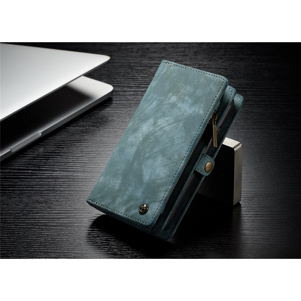 CASEME Destacável 2-em-1 Divisão Couro Multi-slot Carteira Shell Para Iphone X 5.8 Polegadas - verde-4
