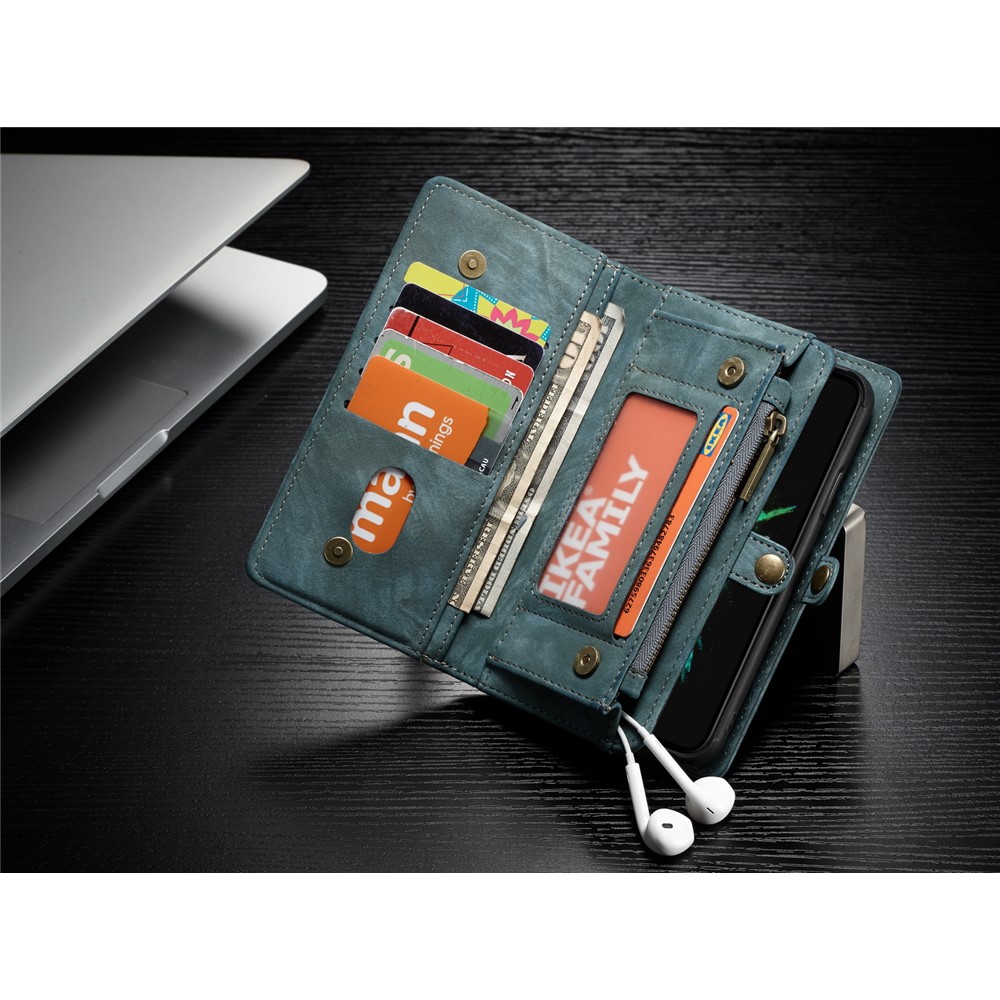 CASEME Destacável 2-em-1 Divisão Couro Multi-slot Carteira Shell Para Iphone X 5.8 Polegadas - verde-7