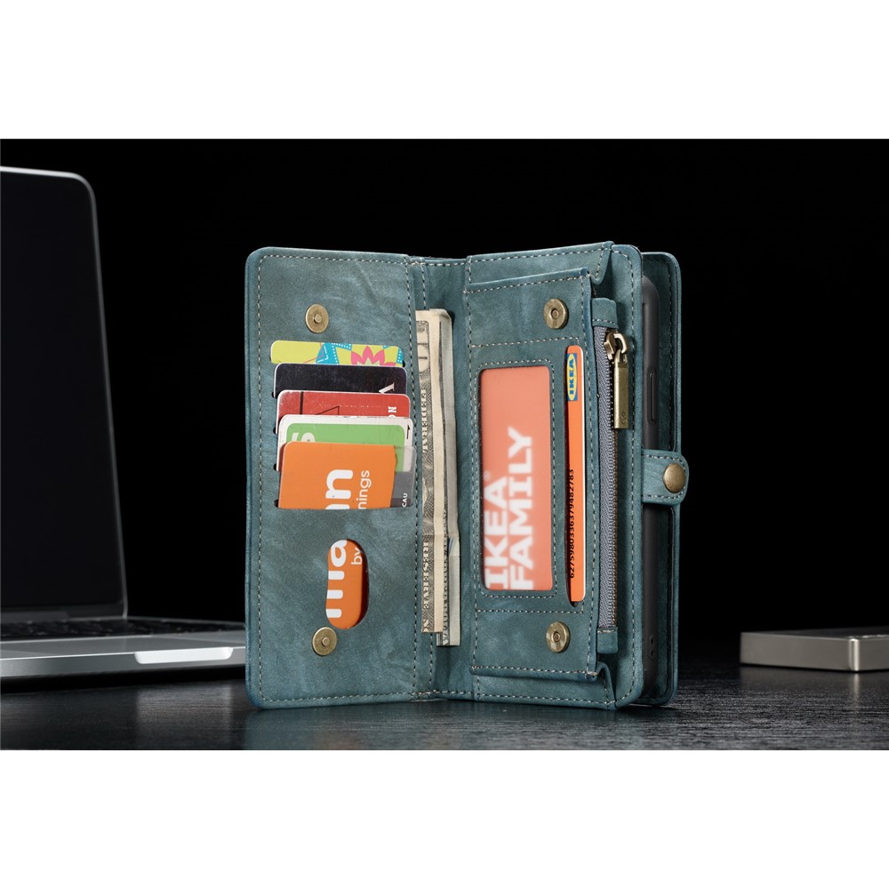 CASEME Destacável 2-em-1 Divisão Couro Multi-slot Carteira Shell Para Iphone X 5.8 Polegadas - verde-9