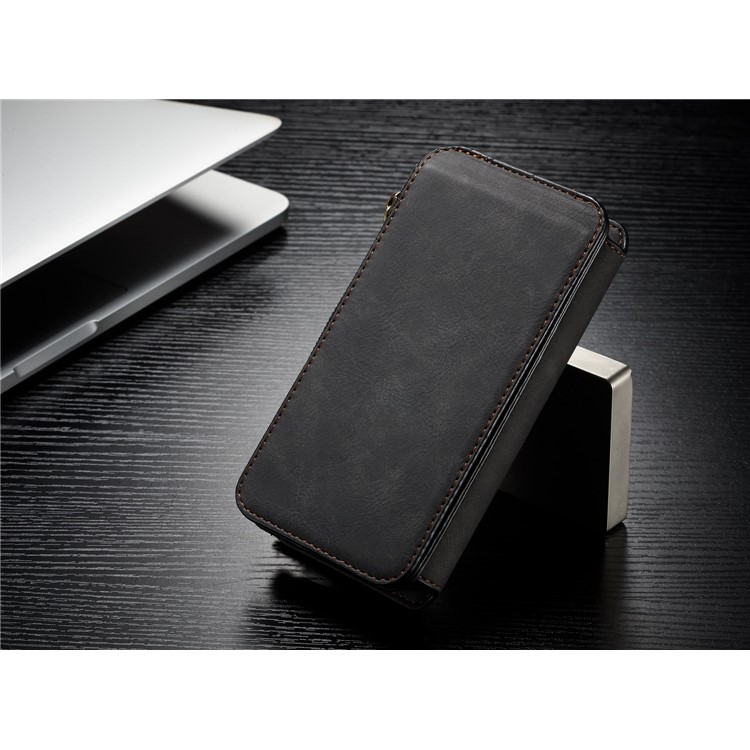 CASEME 2-dentro-1 múltiplas-slot Wallet Split Leather Phone Case para iPhone X 5.8 inch - negro-5