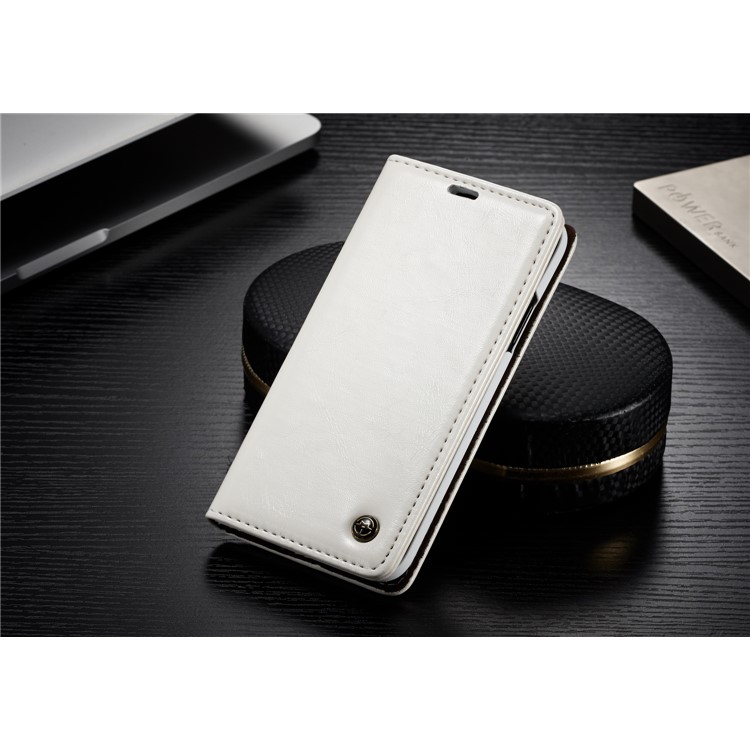 Funda de cuero de la cera del aceite de la cáscara del CASEME para el iPhone X - Blanco-2
