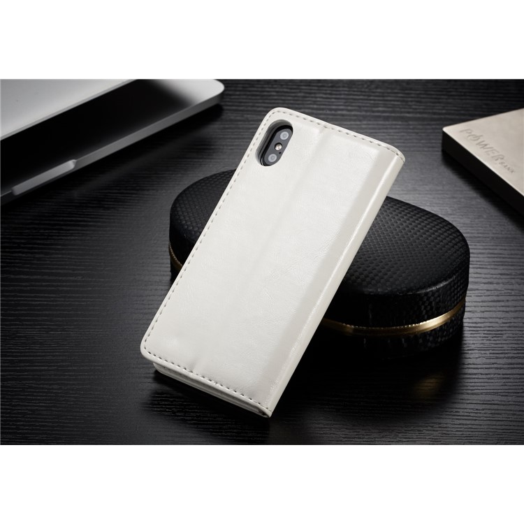 Funda de cuero de la cera del aceite de la cáscara del CASEME para el iPhone X - Blanco-3