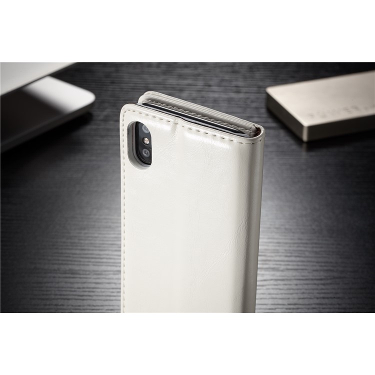 Funda de cuero de la cera del aceite de la cáscara del CASEME para el iPhone X - Blanco-6