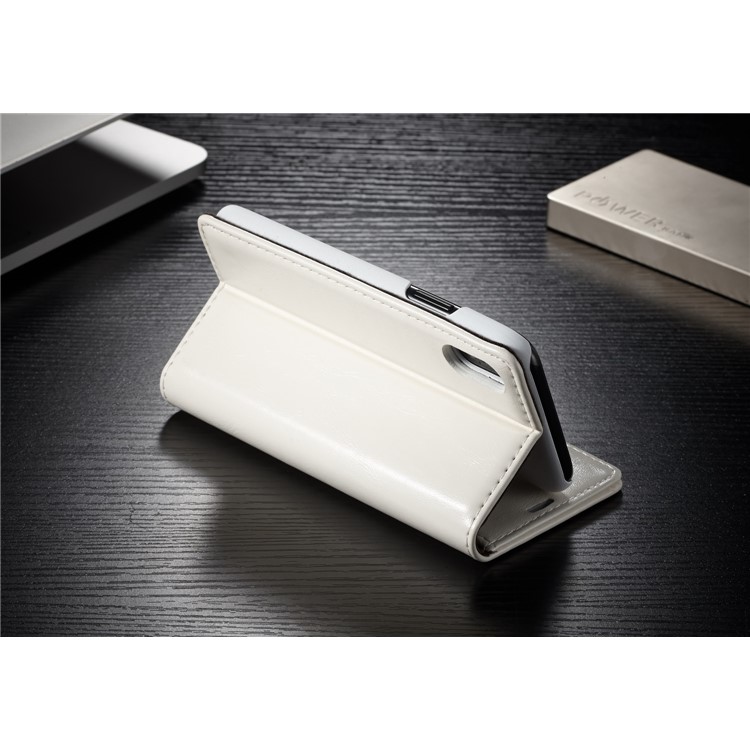 Funda de cuero de la cera del aceite de la cáscara del CASEME para el iPhone X - Blanco-7