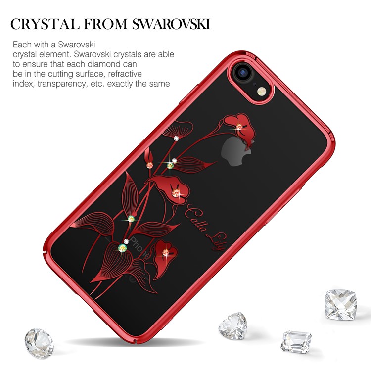 KINGXBAR para iphone 8 / 7 4,7 Polegadas Autorizada Swarovski Cristal Chapa PC Caso Traseiro - Calla Lily-1