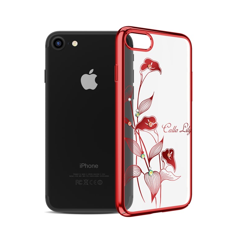 KINGXBAR para iphone 8 / 7 4,7 Polegadas Autorizada Swarovski Cristal Chapa PC Caso Traseiro - Calla Lily-2