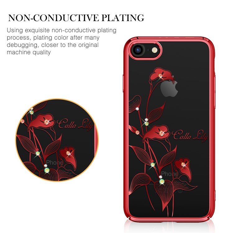 KINGXBAR para iphone 8 / 7 4,7 Polegadas Autorizada Swarovski Cristal Chapa PC Caso Traseiro - Calla Lily-3