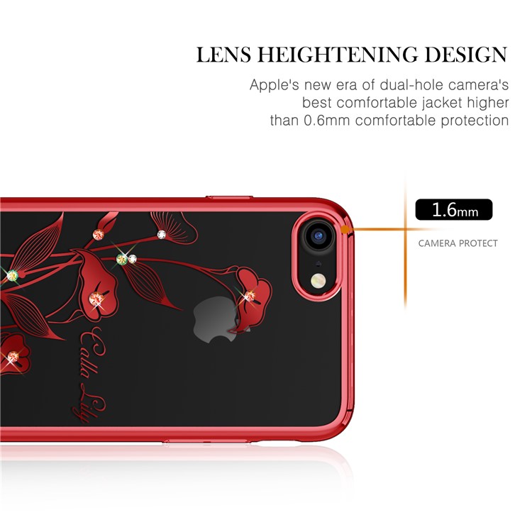 KINGXBAR para iphone 8 / 7 4,7 Polegadas Autorizada Swarovski Cristal Chapa PC Caso Traseiro - Calla Lily-4