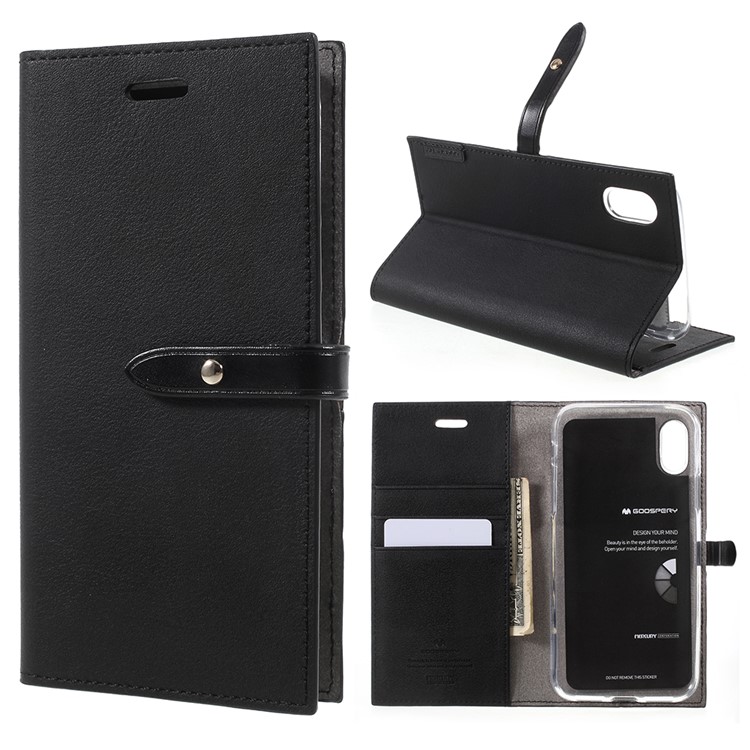 

MERCURY GOOSPERY Romance Diary Leather Wallet Case Stand for iPhone X 5.8 inch - Black
