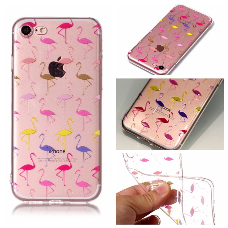 

Embossed Soft TPU Shell Cover Case for iPhone 8 / 7 4.7 inch - Flamingo