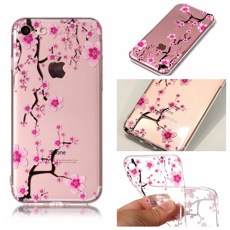 

Embossed Soft TPU Cover Phone Case for iPhone 8 / 7 4.7 inch - Plum Blossom