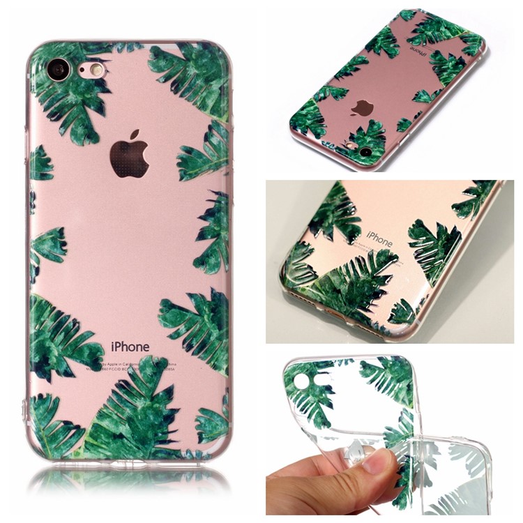 

Embossed TPU Back Shell Case for iPhone 8 / 7 4.7 inch - Green Leaves