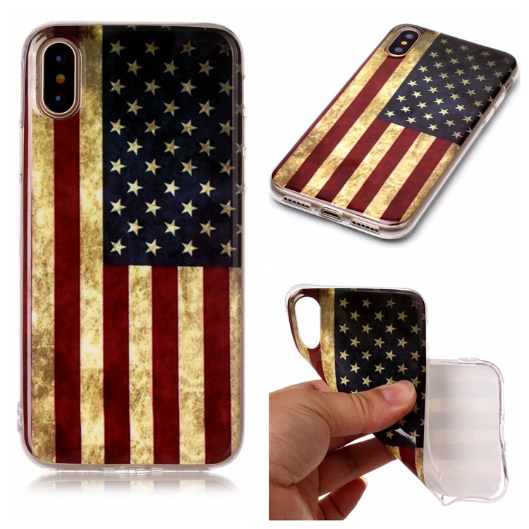 Pattern Printing IMD TPU Gel Cell Phone Cover for iPhone 8 - American Flag-2