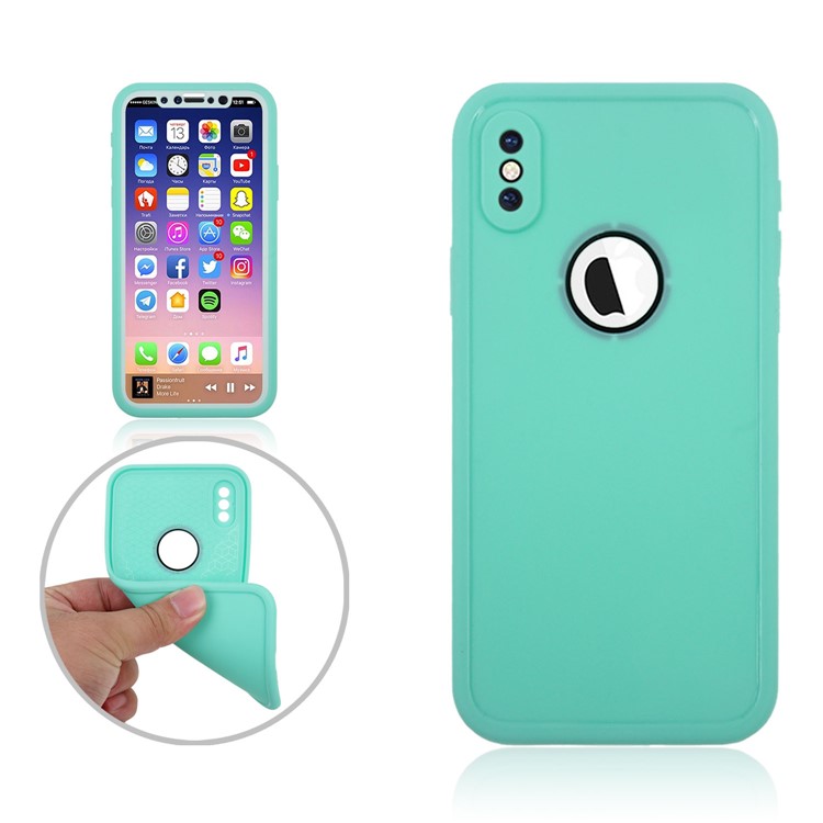 

PC+TPU 2M Waterproof Dust-proof Drop-proof Phone Case for iPhone X/10 5.8 inch - Cyan