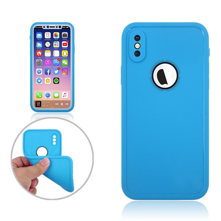 

For iPhone X/10 5.8 inch 2M Underwater Waterproof Case Dust-proof Drop-proof (PC+TPU) - Blue