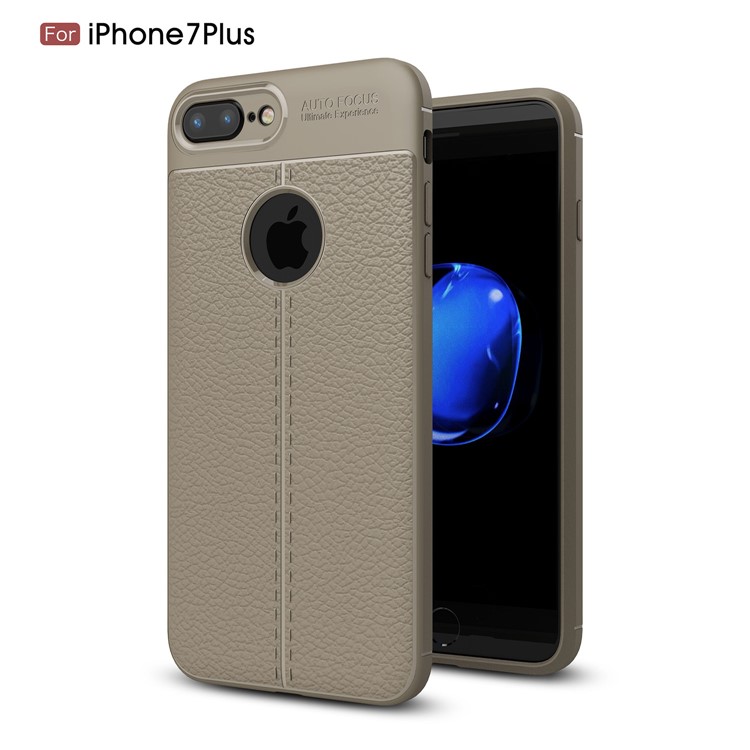 

Litchi Grain TPU Case Shell for iPhone 8 Plus / 7 Plus - Grey