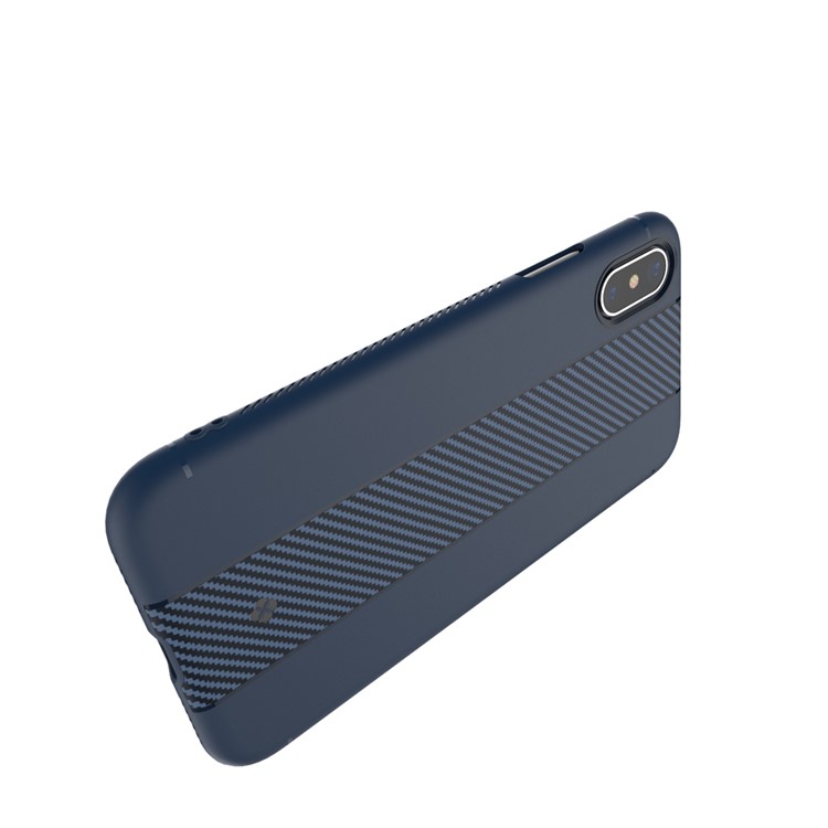 TOTU Soft Series Carbon Fiber Texture Anti-slip TPU Phone Shell for iPhone XS / X/10 5.8 inch - Dark Blue-3