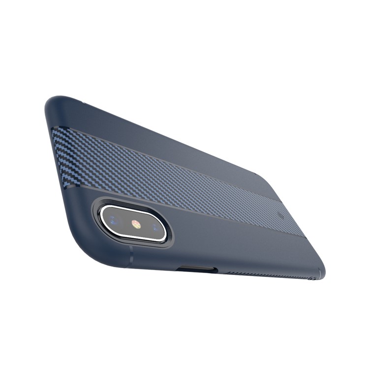 TOTU Soft Series Carbon Fiber Texture Anti-slip TPU Phone Shell for iPhone XS / X/10 5.8 inch - Dark Blue-4