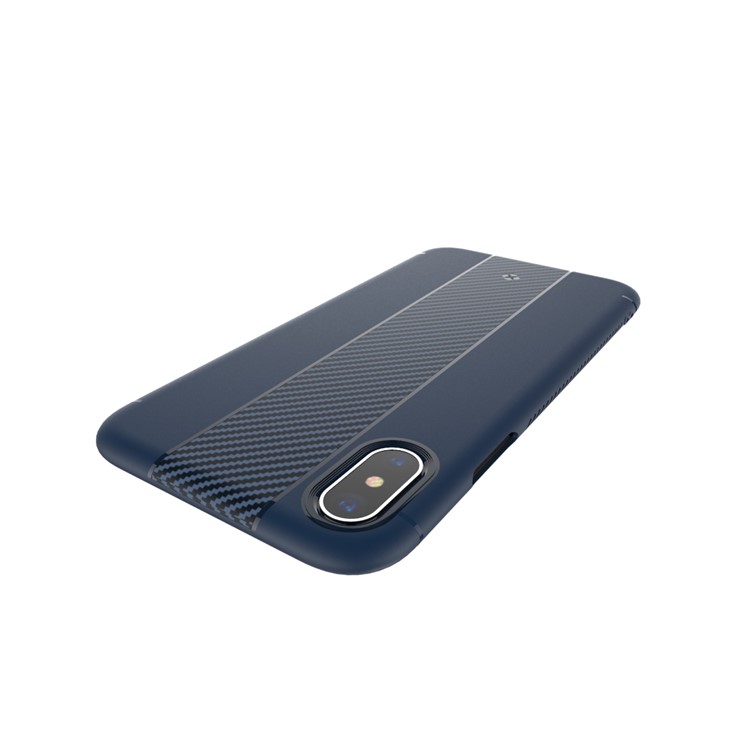 TOTU Soft Series Carbon Fiber Texture Anti-slip TPU Phone Shell for iPhone XS / X/10 5.8 inch - Dark Blue-6