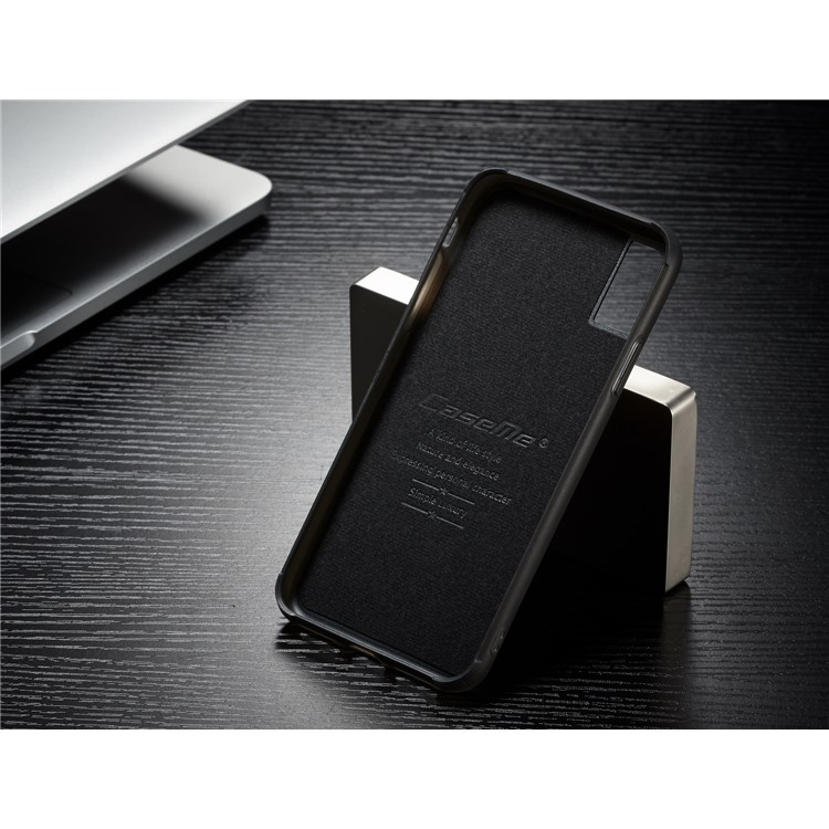 CASEME 2-à la place de qqn-1 multiples-fonctionnel Zipper Wallet Split Leather Case pour iPhone X (Dix) 5.8 inch - Noir-7