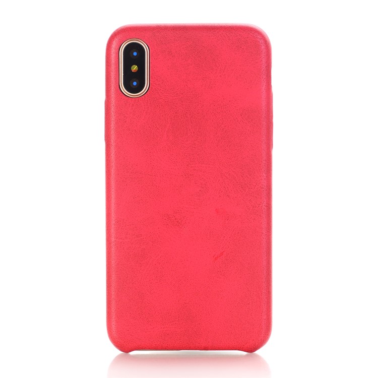 

Retro Style Crazy Horse PU Leather Coated PC Back Phone Shell for iPhone X/XS 5.8 inch - Red, iPhone XS 5.8 inch