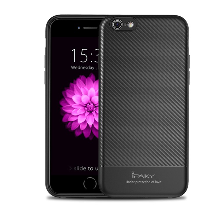 IPAKY Carbon Fiber Texture Flexible TPU Phone Shell for iPhone 6s / 6 4.7 inch - Black-1