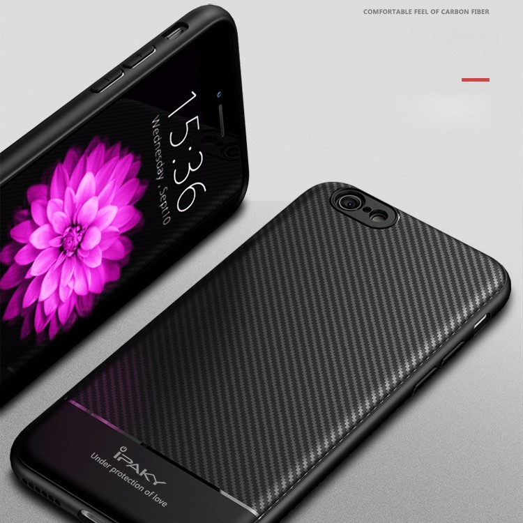 IPAKY Carbon Fiber Texture Flexible TPU Phone Shell for iPhone 6s / 6 4.7 inch - Black-6