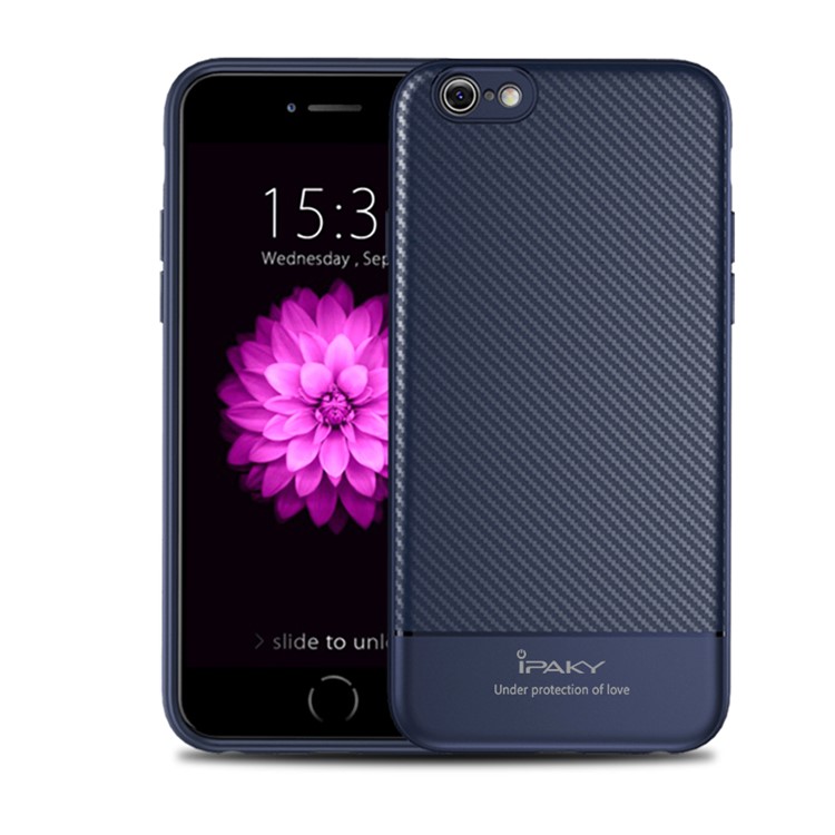 

IPAKY Carbon Fiber Texture TPU Mobile Phone Shell for iPhone 6s Plus / 6 Plus 5.5 inch - Dark Blue, iPhone 6s Plus 5.5-inch
