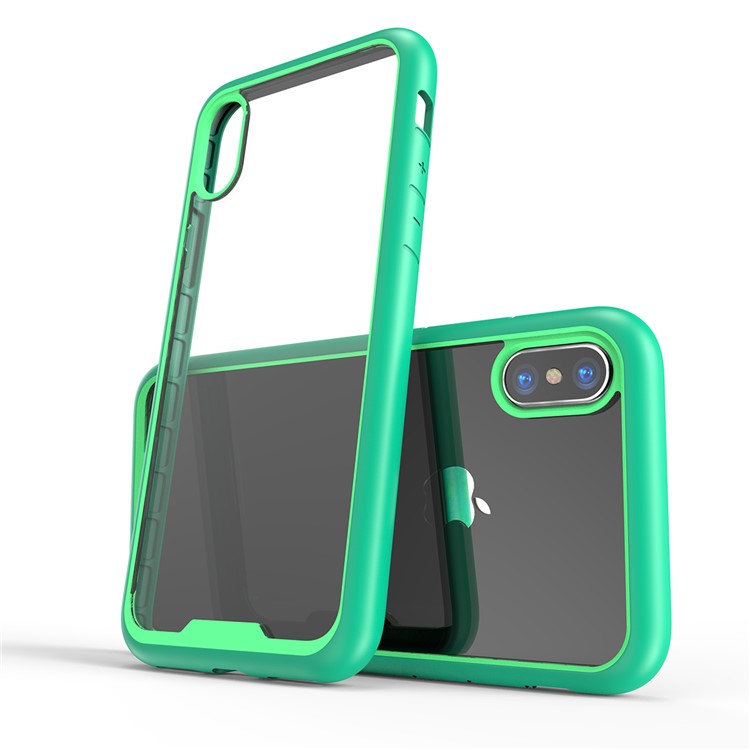 

For iPhone X 5.8 inch Two Color Hybrid TPU + PC Acrylic Shock Resistant 2H Hardness Phone Case - Green, iPhone X