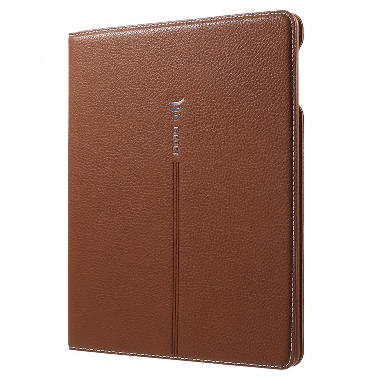 GEBEI Litschi Korn Kartensteckplätze Leder Schutzhülle Shell Für Ipad 4 / 3 / 2 - Braun-2