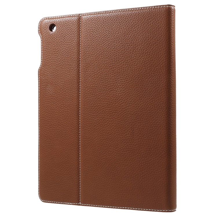 GEBEI Litschi Korn Kartensteckplätze Leder Schutzhülle Shell Für Ipad 4 / 3 / 2 - Braun-3