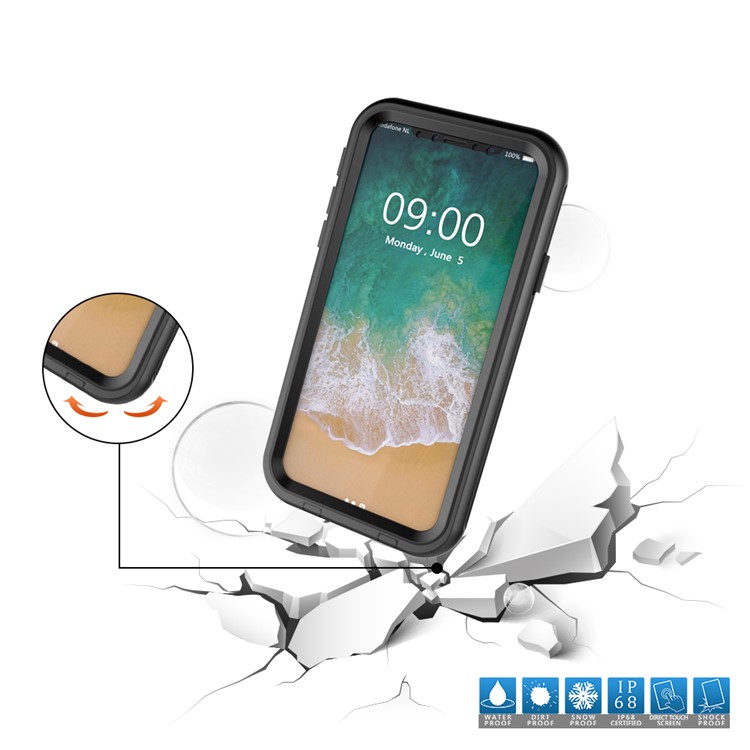 IP68 2-Meter 12H Underwater Waterproof Case for iPhone X/XS 5.8inch with Responsive Buttons - Black-2