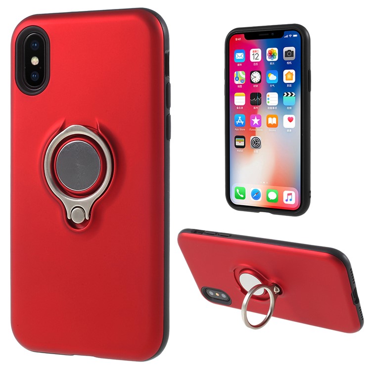 

Detachable PC + TPU Hybrid Kickstand Shell for iPhone XS / X 5.8 inch - Red, iPhone XS 5.8 inch