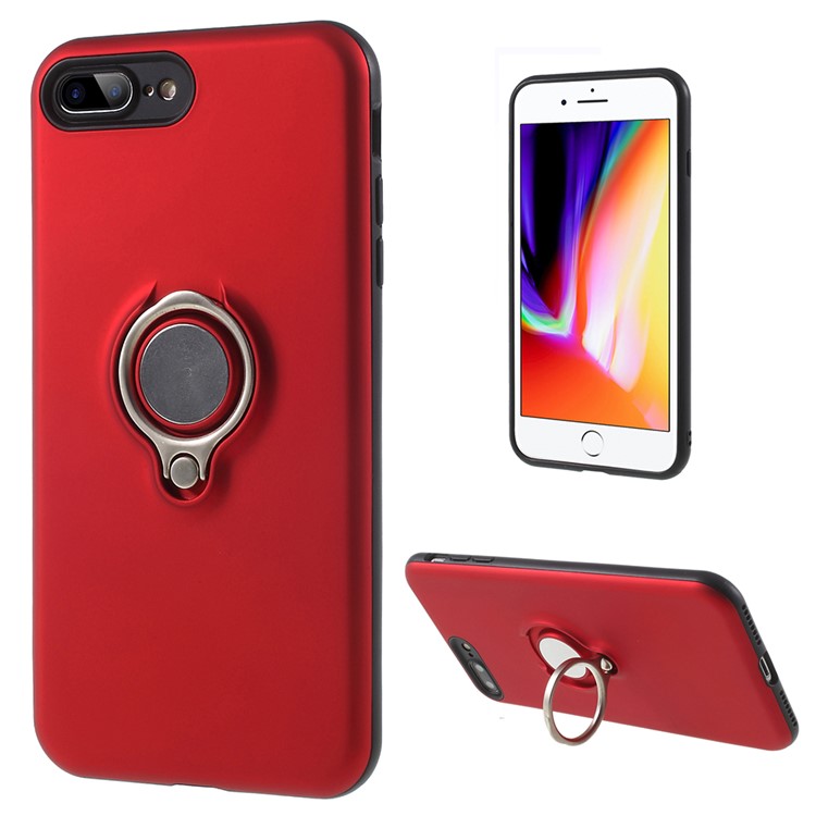 

Detachable PC + TPU Hybrid Kickstand Cover for iPhone 8 Plus - Red